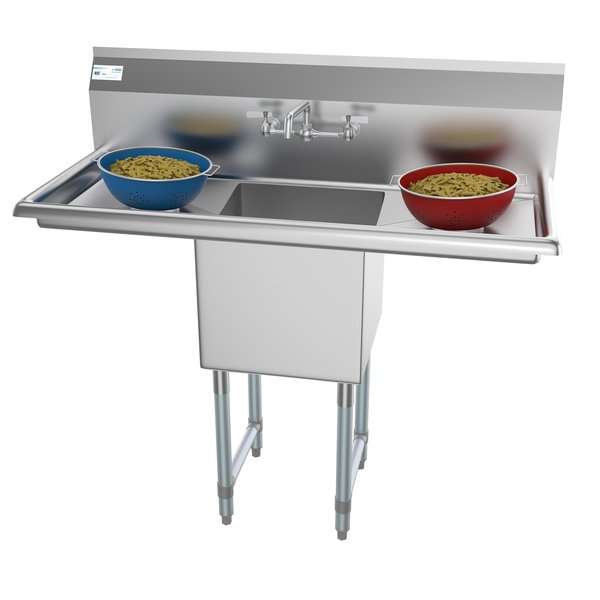 Koolmore 5 in. One compartment Stainless Steel Commercial Sink with Drainboards and Faucet SA151512-15B3FA